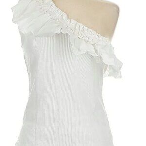 Porridge, White, One Shoulder, Ruffle Top